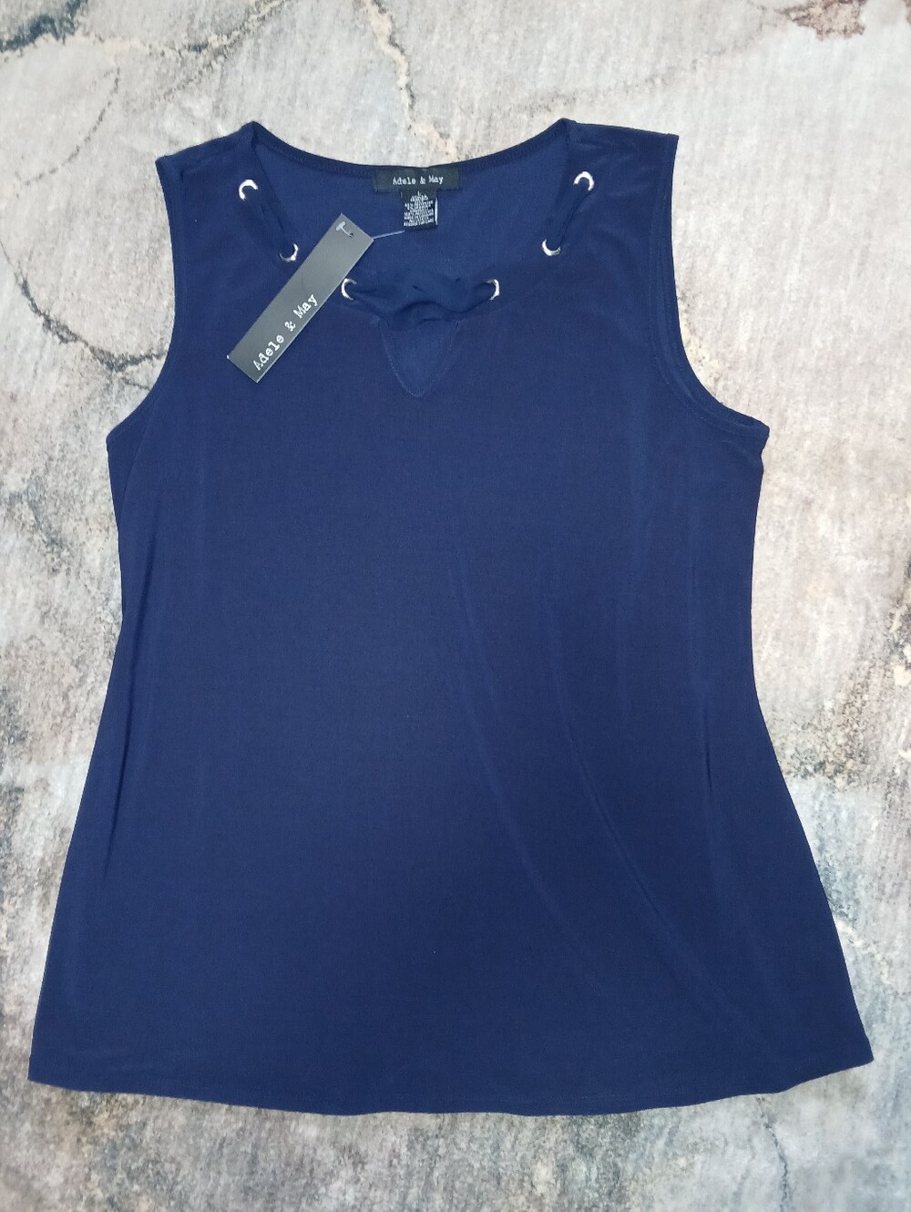 Adele & May Navy Lace-Up Sleeveless Tank